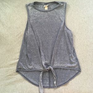 Tie front muscle tee / tank top two colors